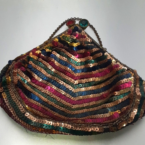 Handbags - Vintage colorful sequined purse.